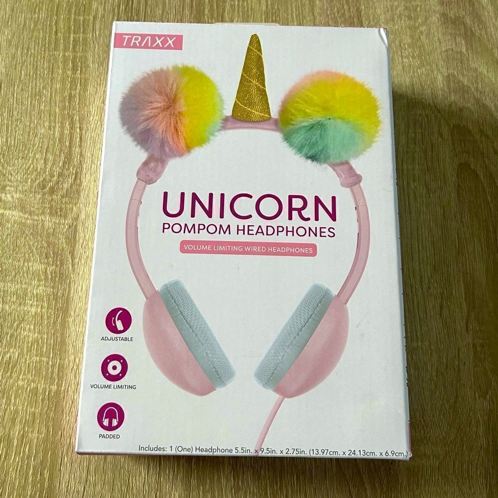NEW … TRAXX “Unicorn” Pom Pom Headphones